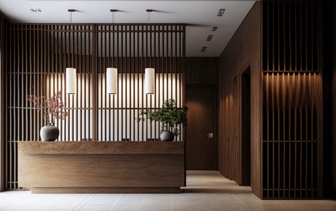 Світильник OSLO JAR на ресепшині в отелі, який підкреслює атмосферу східної культури, від компанії виробника світлодиодного освітлення meregat.